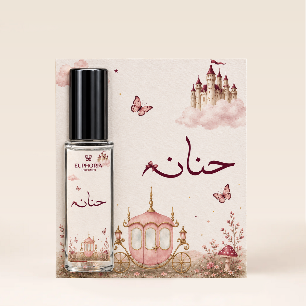 Personalized Perfume Card 10 ml for girl with themed card print and bottle sticker