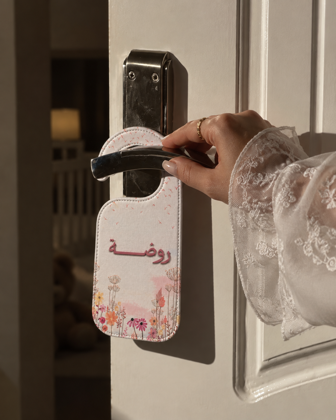 Personalized Baby Door Hanger with raised 3D acrylic baby name for newborn welcome décor