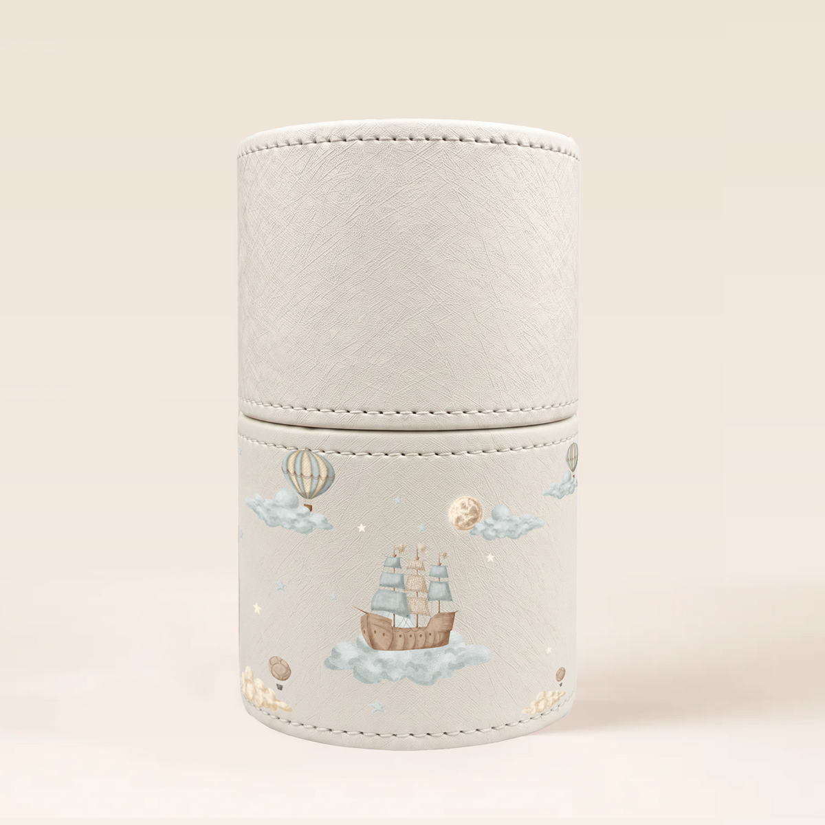 Personalized Leather Round Madkhan with custom theme printing and 3D acrylic name