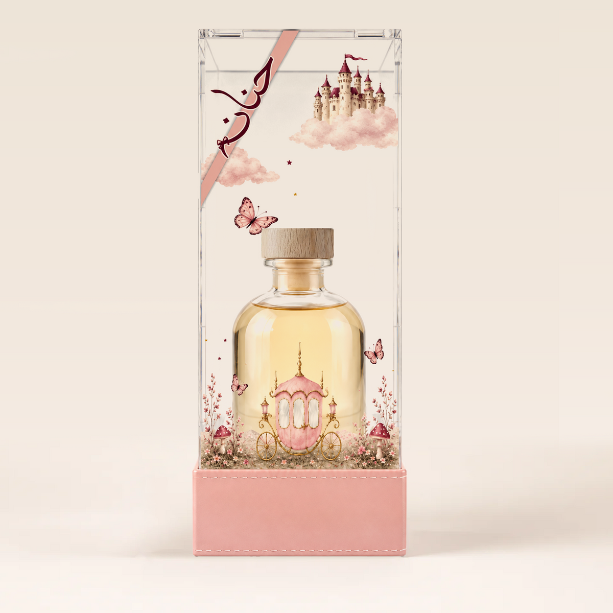 Personalized Acrylic Tag Diffuser 100 ml for baby girl favors with custom theme and 3D name | occasion:baby